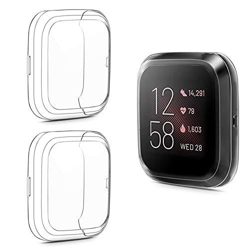 CAVN Protector de Pantalla Compatible con Fitbit Versa 2 (NO para Versa/Versa Lite), 2PCS TPU Chapado Versa 2 Funda Protectora Resistente a los arañazos, Carcasa Protectora para Versa 2
