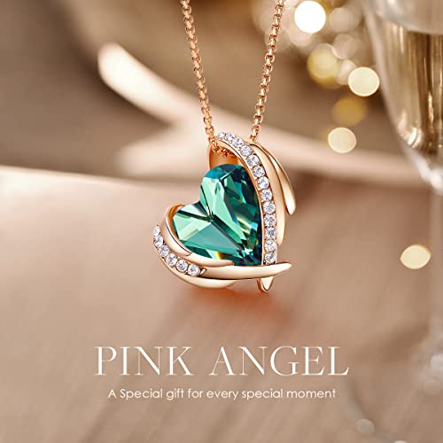 CDE Amor Corazon Collar Colgante para Mujeres 18K Blanco/Oro Collares Joyas Regalos de cumpleaños（Rosa Oro Verde）