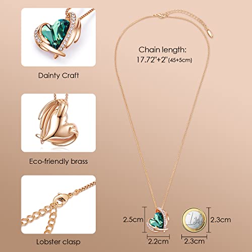 CDE Amor Corazon Collar Colgante para Mujeres 18K Blanco/Oro Collares Joyas Regalos de cumpleaños（Rosa Oro Verde）