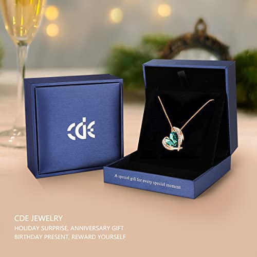 CDE Amor Corazon Collar Colgante para Mujeres 18K Blanco/Oro Collares Joyas Regalos de cumpleaños（Rosa Oro Verde）