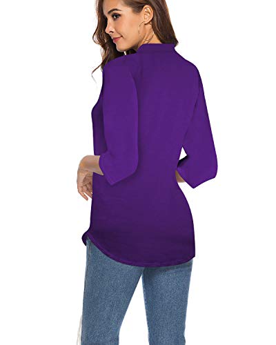 CEASIKERY Blusa Casual con Cuello en V y Mangas 3/4 para Mujer