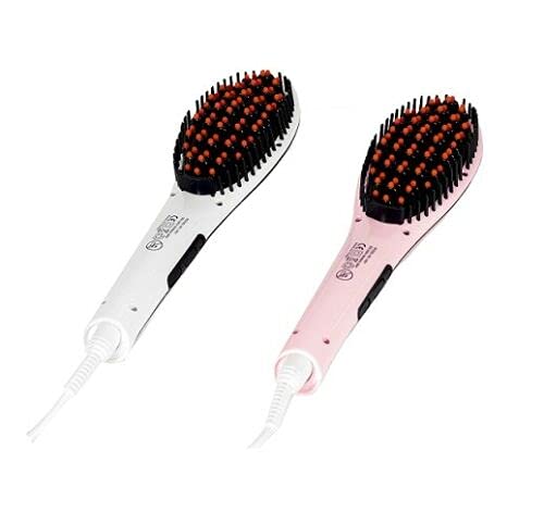 CEPILLO ALISADOR DE PELO ELECTRICO PLANCHA LCD PEINE ALISADO TURMALINA 30W COLOR (ROSA)