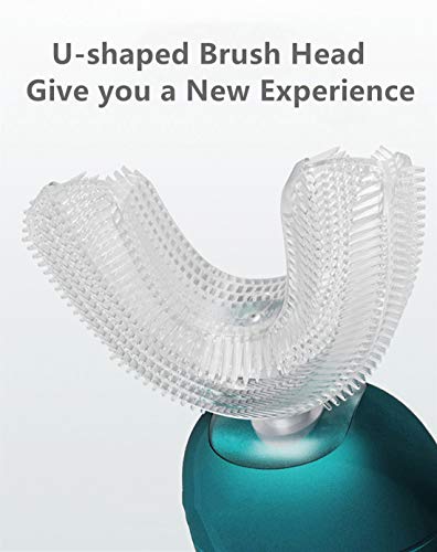 Cepillo de dientes eléctrico Sónico para adultos, SALOVE 360°U Tipo Cepillo de dientes eléctrico totalmente automático, Cabezal de cepillo de silicona para alimentos, IPX7 Impermeable