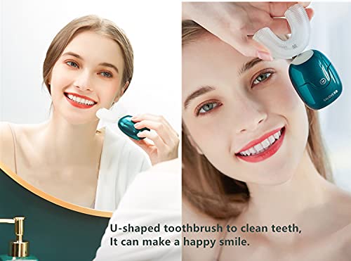 Cepillo de dientes eléctrico Sónico para adultos, SALOVE 360°U Tipo Cepillo de dientes eléctrico totalmente automático, Cabezal de cepillo de silicona para alimentos, IPX7 Impermeable