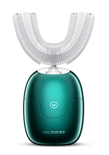 Cepillo de dientes eléctrico Sónico para adultos, SALOVE 360°U Tipo Cepillo de dientes eléctrico totalmente automático, Cabezal de cepillo de silicona para alimentos, IPX7 Impermeable