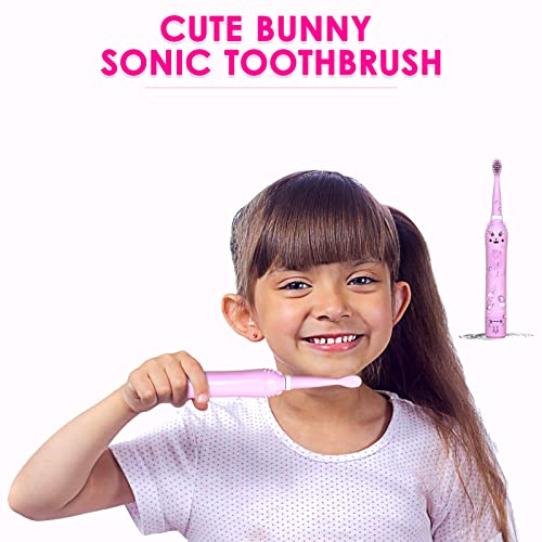 Cepillo de dientes eléctrico sónico para niños, cepillo de dientes recargable para niños de 3 a 12 años con recordatorio de 30 segundos, temporizador de 2 minutos, 6 modos, 6 cabezales de cepillo