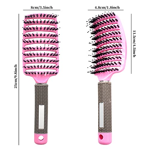 Cepillo de Pelo, Cepillo para el Pelo con Cerdas de Jabalí Naturales, Peine de Pelo Masaje Curvo y Ventilado, para Secado Más Rápido, Reducir el Encrespamiento y la Rotura 3 cepillos