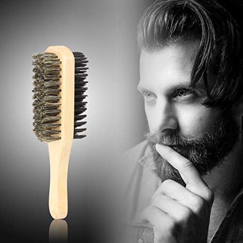Cepillo de pelo duro y suave, cepillo de pelo de la barba de los hombres, cepillo de pelo de doble cara de cerdas faciales cepillo de bigote masculino cepillos de bigote mango de madera