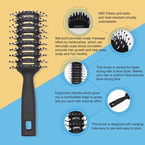 Cepillo de pelo para hombre de 2 piezas,Cepillo para Desenredar, Peine de peluquería profesional para Mujeres, Hombres y Niños, Ideal para Pelo Húmedo o Seco