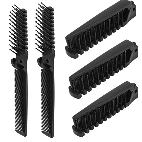 Cepillo de pelo plegable, paquete de 5 cepillos de pelo de viaje portátil peine de plástico, plegable desenredante antiestático, cepillo de pelo plegable de bolsillo, 8.5 x 1.3 cm