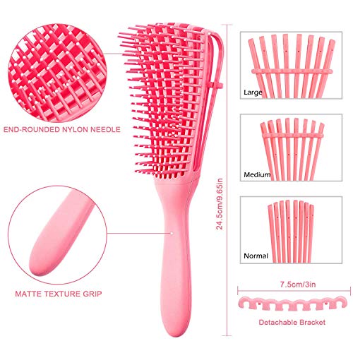 Cepillo Desenredante, Desenredante Para el cabello Peine de Pulpo de Plástico Integrado Para Afro América Texturizado 3a a 4c Pelo Rizado Ondulado Húmedo Seco Largo y Rizado (Negro)