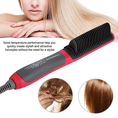 Cepillo para el cabello, plancha y rizador de cerámica profesional 2 en 1, herramienta de peluquería con rizador eléctrico con indicador de temperatura, para diferentes tipos de cabello