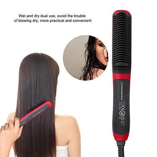 Cepillo para el cabello, plancha y rizador de cerámica profesional 2 en 1, herramienta de peluquería con rizador eléctrico con indicador de temperatura, para diferentes tipos de cabello