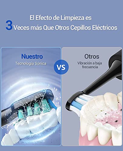 Cepillos de Dientes Electricos Sónico Adultos - Cepillo Electrico con 8 Cabezales, Carga Rápida 3 Horas y Utilizar por 60 Días, 5 Diferentes Modos y Temporizador de 2 Minutos Cepillo dientes Electrico