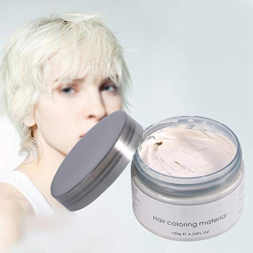 Cera para el cabello, Crema para el peinado temporal de 6 colores, Cera para el peinado natural para hombres y mujeres, Pomadas para el cabello, Adecuado para fiestas, Cosplay, Halloween(blanco)