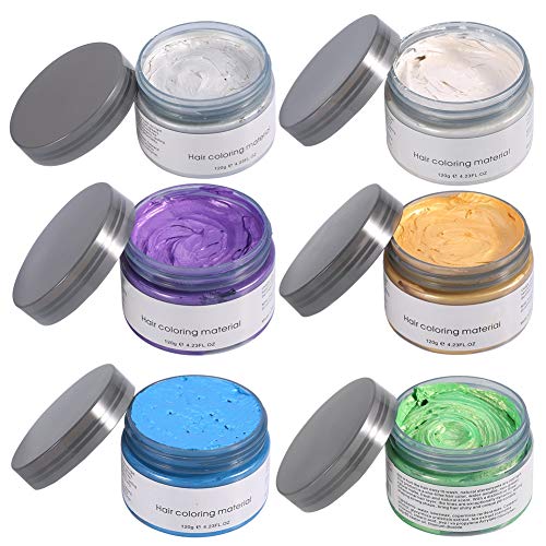 Cera para el cabello, Crema para el peinado temporal de 6 colores, Cera para el peinado natural para hombres y mujeres, Pomadas para el cabello, Adecuado para fiestas, Cosplay, Halloween(blanco)