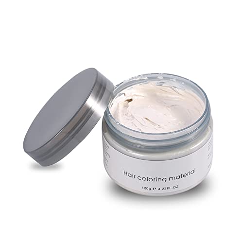 Cera para el cabello, Crema para el peinado temporal de 6 colores, Cera para el peinado natural para hombres y mujeres, Pomadas para el cabello, Adecuado para fiestas, Cosplay, Halloween(blanco)