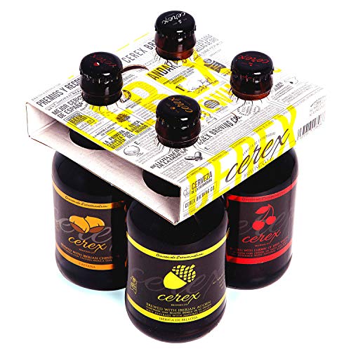 CEREX - Pack Degustación de 4 Cervezas Artesanas - Cerveza de Castaña, Cereza, Ibérica de Bellota y Pilsen - Mejor Cerveza Artesanal de España Premios" World Beer Awards 2017" y 2015