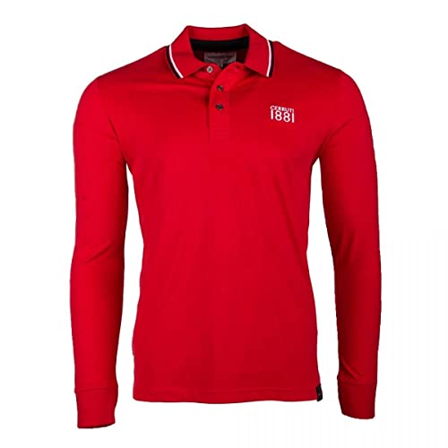 Cerruti 1881 Polo de manga larga liso Guido, rojo, S
