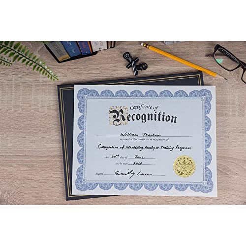 Certificado de reconocimiento y adhesivo dorado (azul, 21,5 x 28 cm, 48 unidades)