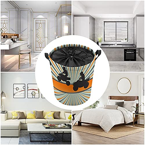 Cestas de ropa plegables con cordón y asas grandes impermeables para la colada de almacenamiento de la habitación, organizador de la casa, cesta de lavandería Quad Bike Silhouette