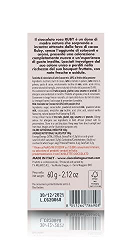 CG Tableta de Chocolate Gourmet, Chocolate Ruby con Maracuyà, 60g