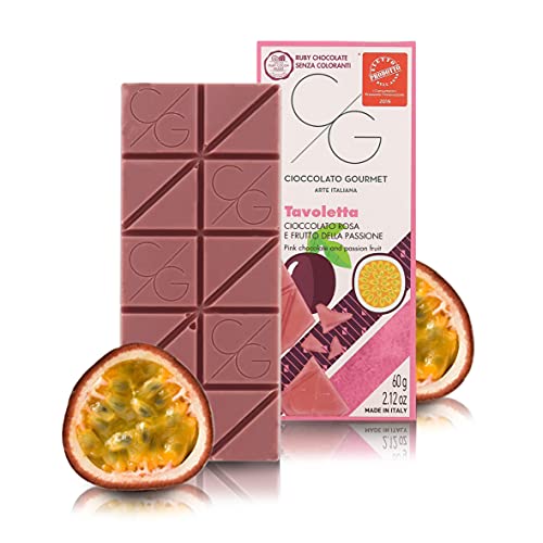 CG Tableta de Chocolate Gourmet, Chocolate Ruby con Maracuyà, 60g