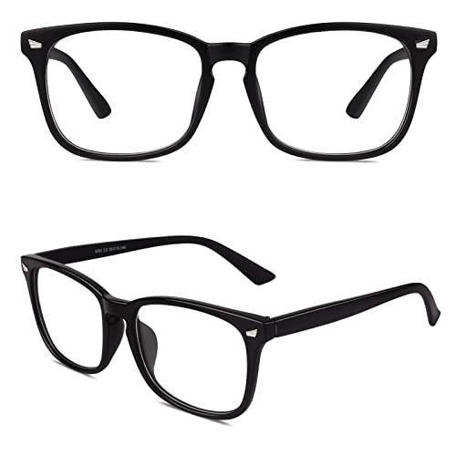 CGID CN82 Retro Anteojos Lente Claro Gafas Para Mujer y Hombre,Mate Negro