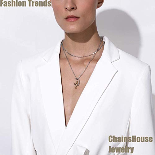 ChainsHouse 60cm Cadena Collar Hombre Acero Collar Figaro Italiano 4mm Mujer