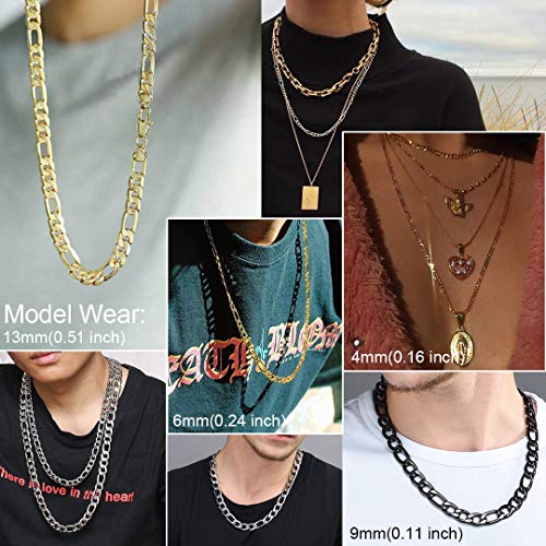 ChainsHouse 60cm Cadena Collar Hombre Acero Collar Figaro Italiano 4mm Mujer