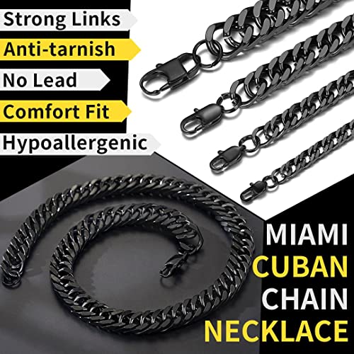ChainsHouse Negro Cadena Grande Hombre 13mm 55cm Cadenas Acero Hombres Cubano eslabones Alto Pulido Gratis Caja de Regalo