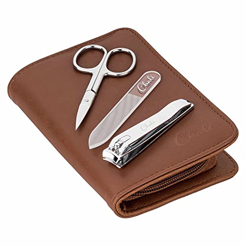Chali® Kit Manicura Pedicura 7 pcs, Set Uñas Acero Inoxidable - Lima de Cristal, Tijera para las Uñas, Corta Cuticulas, Cortauñas y contando
