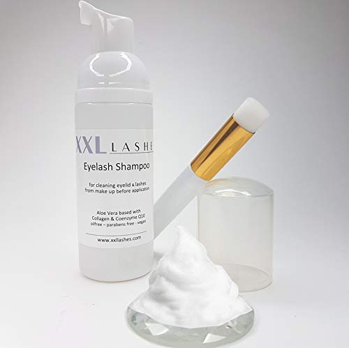 Champú de pestañas, para extensiones de pestañas, espuma limpiadora para extensión de pestañas con cepillo especial de limpieza, 50 ml