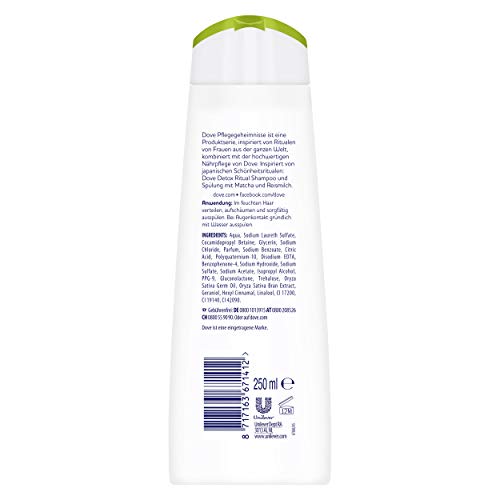 Champú Dove Detox Ritual con té matcha y leche de arroz, 6 unidades (200 g).