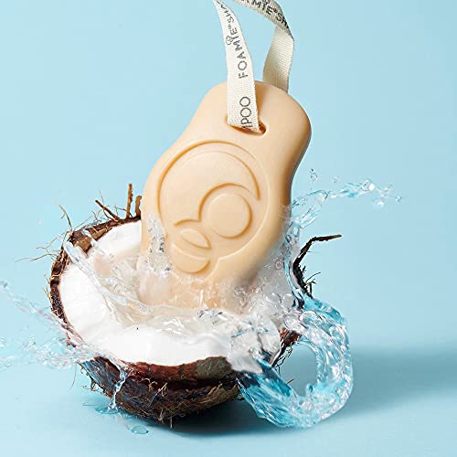 Champú sólido Foamie con aceite de coco para el cabello y proteína de trigo que nutre y repara el pelo seco 100% champu vegano y sin plástico 80 g