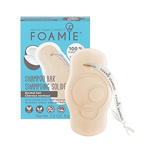 Champú sólido Foamie con aceite de coco para el cabello y proteína de trigo que nutre y repara el pelo seco 100% champu vegano y sin plástico 80 g