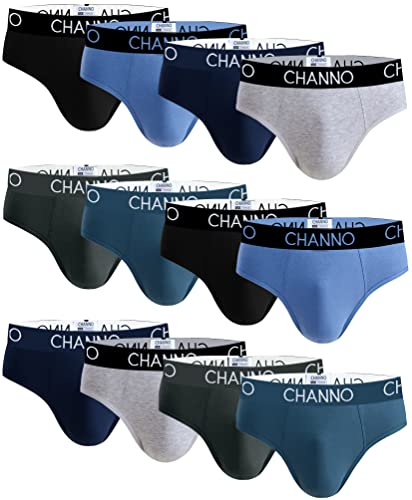 Channo Calzoncillos Slips para Hombre de algodón. Color Liso y Uniforme. (Multicolor,3XL)