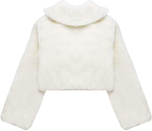 Chaqueta Bolero de piel sintética, accesorios de encogimiento, capa de princesa, abrigo para niña y niña de flores de manga larga, cárdigan para fiesta, blanco, 8-12 Años