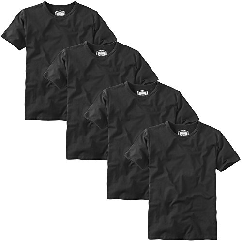 Charles Wilson Paquete 4 Camisetas Elásticas Elastano Cuello Redondo (X-Large, Negro 61)