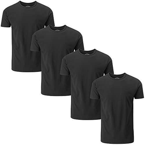 Charles Wilson Paquete 4 Camisetas Elásticas Elastano Cuello Redondo (X-Large, Negro 61)