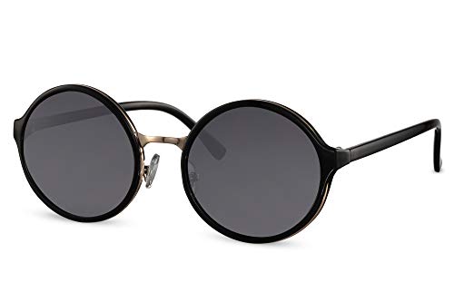 Cheapass Sunglasses Gafas de Sol Redondas Ibiza Hippie Fiesta Montura Negra con Lente Oscura Protegida UV400 Mujer