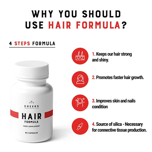 Cheers, Hair, Skin & Nails Mineral Complex, 60 cápsulas veganas para el crecimiento y fortalecimiento del cabello, dosis alta de 795 mg con ácido fosfatídico y extractos de plantas