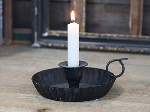 Chic Antique - Candelabro para velas (metal, 6 x 16 cm), color negro