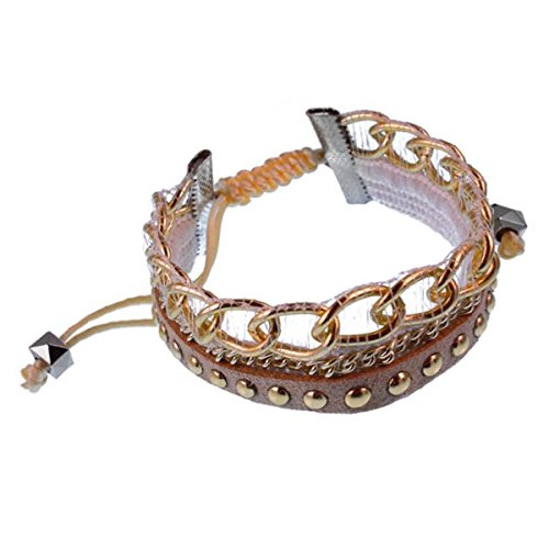 CHIC de Net pulsera piel sintética Brass algodón de ancho Oro 30 cm Ibiza Hippie Style negro negro