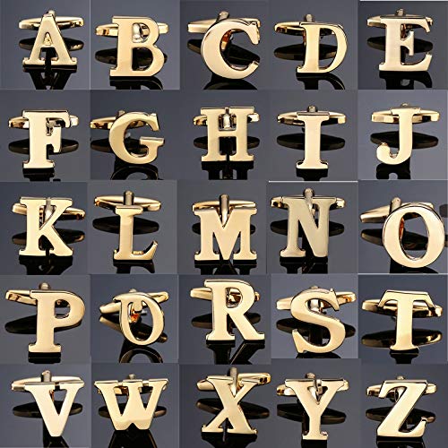 chinawh Gemelos 1 par Letras de Oro A-Z Nombre Mancuernas de los Hombres franceses Mancuernas de la Camisa (Color : H)