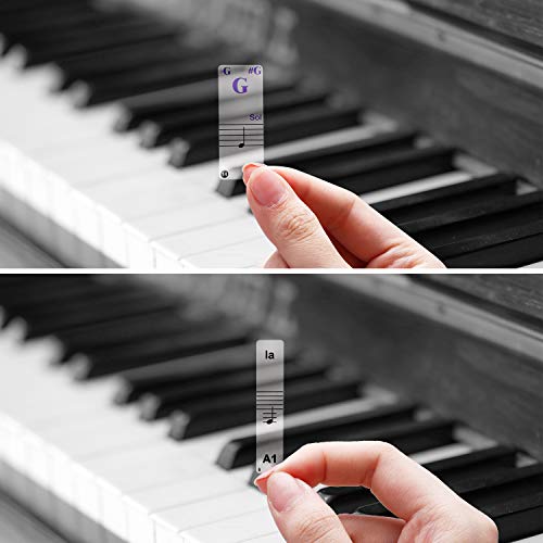 Chinco Pegatina de Piano Pegatinas de Teclados de Piano para Teclas 32, 37, 54, 61, 88 Reemplazo Pegatinas de Piano con Paño de Limpieza Bastoncillo de Montaje Pegatinas de Piano Negras 2 Pack
