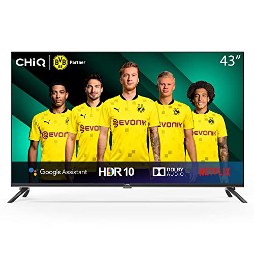 CHiQ Televisor Smart TV LED 43", Resolución 4K UHD, HDR10/HLG, Android 9.0, WiFi, Bluetooth, Netflix, Prime Video, HDMI, USB - U43H7A