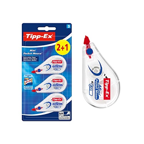 Cinta Correctora Tipp-Ex Mini Pocket Mouse - 6 m x 5 mm, Pack de 2+1