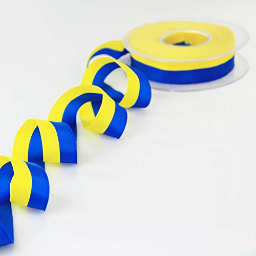 Cinta nacional de tafetán, bandera, banda de club, cinta azul y amarillo, ancho de 15 mm, longitud de 25 metros