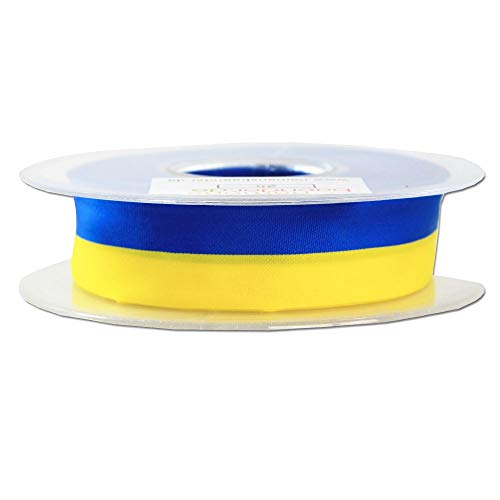 Cinta nacional de tafetán, bandera, banda de club, cinta azul y amarillo, ancho de 15 mm, longitud de 25 metros